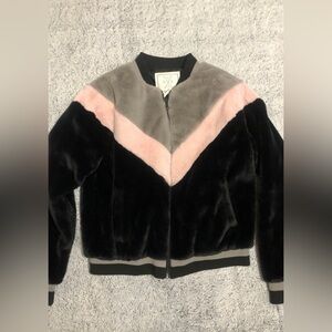 Faux fur chevron jacket